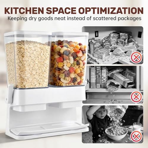 Cereal Dispenser Countertop 2 Pack 3L, 6L Large Dual Control