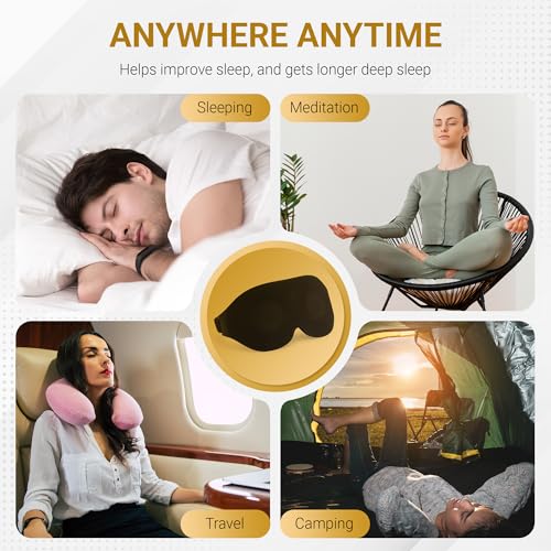 3D Sleep Mask with Travel Storage Bag – Blackout Eye Mask for Sleeping, Side Sleepers & Travel – Soft Memory Foam, Adjustable Strap, Lightweight & Comfortable Fit