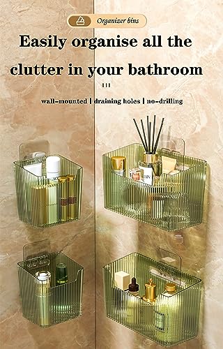 Lae Nuvole Adhesive Cabinet Door Organizer, 2 Pack Wall Shower Caddy, Green | 4 Adhesive Straps, No Drill Wall Mount, Renter Friendly, BPA-free stackable; Fits Bathroom, Kitchen, Apartment, Pantry, RVs