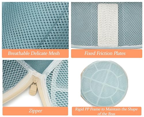 Bra Washing Bag for Delicates, Shape-Retaining, 2 Pack Lingerie Laundry Bag | Mesh Fabric with Support Plates, Prevents Bra & Lingerie Deformation During Washing, X-Large Green- Pink, 9.8" x 6"