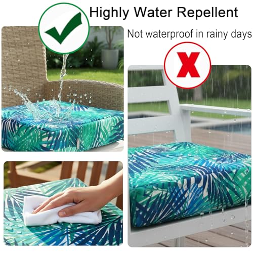 NettyPro Outdoor Cushion Slipcovers Waterproof 4 Pack Patio Chair Seat Cushion Covers with Zipper and Tie, 20 x 20 x 2 Inch, Replacement Cover Only