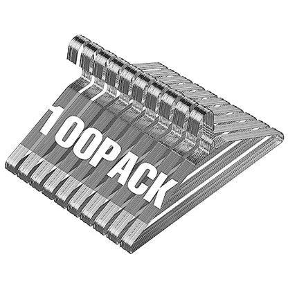 SPECILITE Wire Metal Clothes Hangers Bulk 100 Pack, Ultra Thin, Silver | Perfect for Standard Size Suits, Coats, Shirts, Pants, Skirts, 16 Inch 12 Gauge, Space Saving, Non Slip
