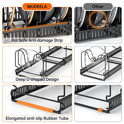 MUDEELA Expandable Pot Pan Lid Organizers inside Cabinet, 10 Divider-Black | Expandable 11.8–22.9", 10 Adjustable Divider, Tool-Free Assembly, Non-Slip, Scratch-Proof, For Pan Lid Cutting Board Bakeware