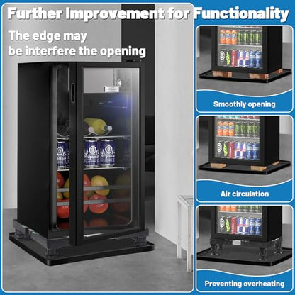Nefish Mini Fridge Stand with 23.6" x 23.6" x 0.8" Silicone Drip Tray with Raised Edge Mini Refrigerator Stand with Mat Portable Washer and Dryer Pedestal