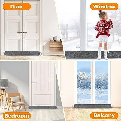 TORRAMI Under Door Draft Stoppers 30 Inch, Heavy Triangle Stop Draft Block Cold Air/Wind/Breeze Noise Blocker Door Sweeps Weather Stripping Bottom Seal Dark Gray