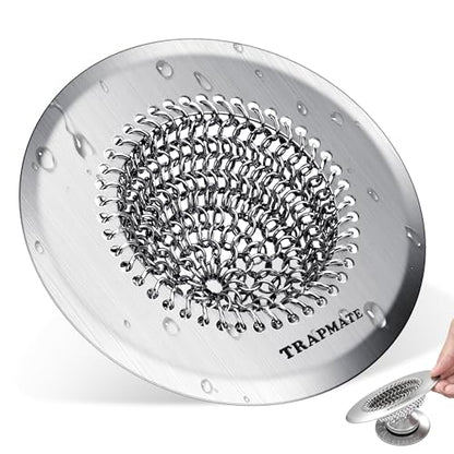 TRAPMATE Shower Drain Hair Catcher, 4.4" Anti-Clogging Bathtub Drain Cover | Easy Flip Cleaning, Traps Hair with Fast Drainage, Anti-Slip Drain Protector Fits Regular & Pop-up Drains (Patented Product)