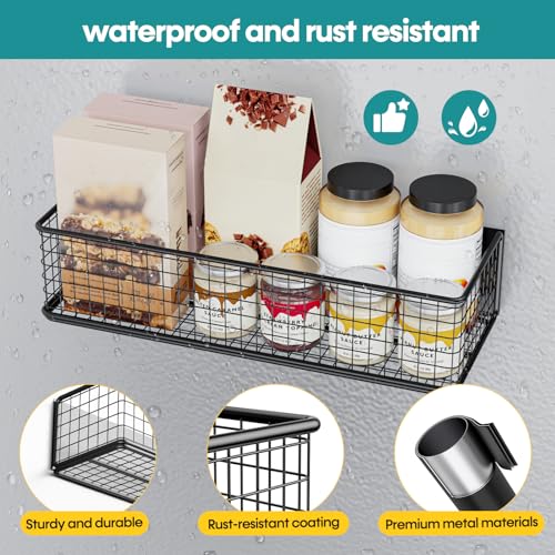 4 Pack Heavy-Duty Magnetic Shelves for Washing Machine | Magnetic Laundry Organizer, Spice Rack for Refrigerator, Space Saving Magnetic Basket
