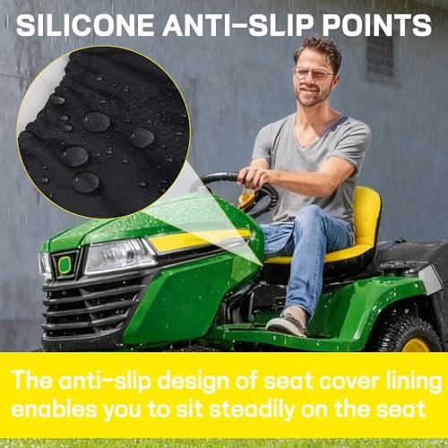 Lawn Mower Seat Cover with 5 Convenient Storage Pockets Weatherproof | Lawn Mower Seat Cover Weatherproof Tractor Seat Cover Riding Mower Seat for Cub Cadet and John Deere (Medium)