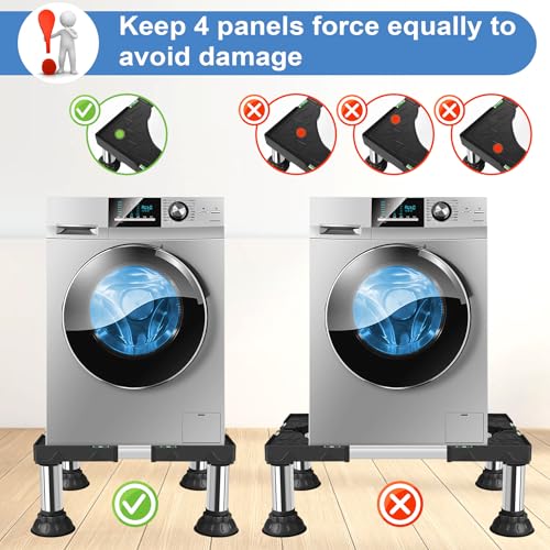 Mini Fridge Stand Adjustable Height 8.3"-9.3" Washer and Dryer Stand Base with 4 Strong Feet Washing Machine Universal Stand Pedestal for 16"-24" Furniture Portable Appliance Black