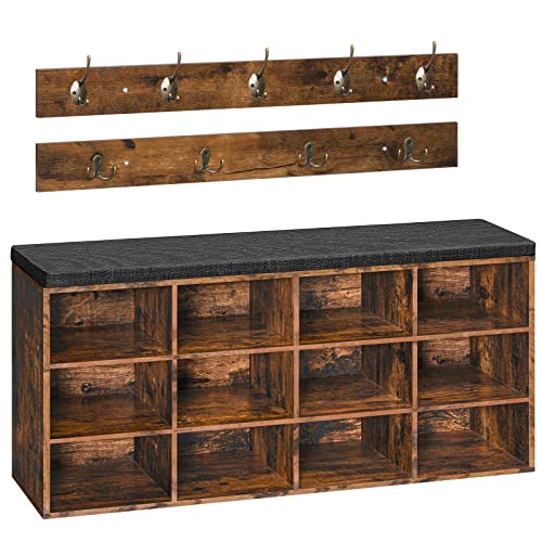 Shoe Storage Bench with Cushion, 39.4" L Entryway...