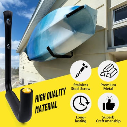 GEEDAR Heavy Duty Garage Storage Hooks -120 LB Capacity, 4packs, 15" Wall Mounted Rack for Hanging Kayak, Paddle Board, Ladders, Bikes Enforced Kayak Storage Hanger