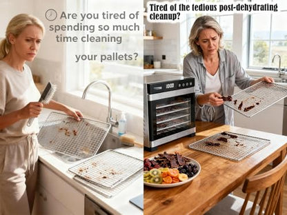 BPA-Free Nonstick Silicone Dehydrator Sheet for Excalibur, 14x14 in 10-pack | Fine Mesh Liners Help Stop Dried Food From Sticking, Lift Food Intact, and Cut Cleanup Time - Dishwasher Safe