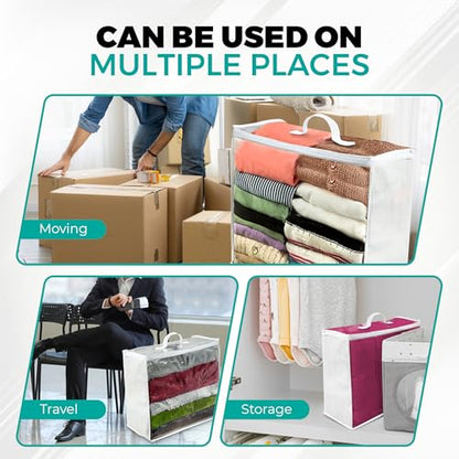 Clear Moving Bag (6-Pack) 20x20x8 - Zipper, Blankets, Breathable | Breathable Non-Woven Sides, Foldable, Comforters, Bedding, Clothes, Sweaters, College, Dorm, Packing