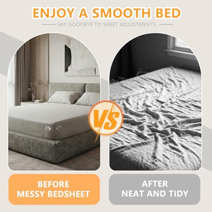 Bed Sheet Holder Corner Straps, Sheet Clips, Metal Material, Non-Slip, Easy to Install, Keep Sheets Firm & Tight All Night, Universal Clips (White)