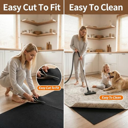 Non-Slip Rug Pads, Waterproof Extra Large Area Rugs Pad 8'x10' Non Skid Felt Pads, Rugs for Living Room, 1/4 inch Thick Carpet Padding Protector Mat Floor Mat