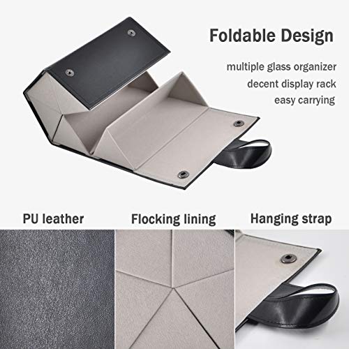 Kenpal Sunglasses Storage Organizer Holder Foldable Travel Case with 5 Slot Compartments for Multiple Glasses