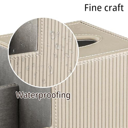 PUSU Square Tissue Box Cover with Storage and TV Remote Control Holder | Multi-Functional Cube facial Tissue Box Organizer for Bathroom,Vanity,Side table,Nightstand,End Table,Side table,Home Decor