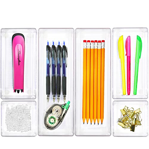 Clear Desk Drawer Organizer, Assorted Sizes, 6 Pac... (6 Count | Clear | Plastic)