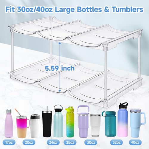 spospo Stackable Water Bottle Organizer for Stanley 40 oz Tumbler | Water Bottle Holder for Cabinet, Pantry Kitchen Organizers and Storage for Stanley Cup Accessories, Tumbler Organizer, 2 Pack