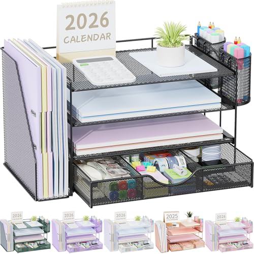 Desk Organizers and Accessories with File Holder,... (Black | Metal)