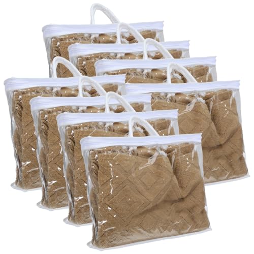 8 Pcs Zippered Storage Bags Clear Sweater Storage Bag PVC Plastic Storage Bags for Blankets Clothes Closet Quilt Pillow Bed Sheet Organizer with Zipper Cube Organizer (15 x 12 x 3.15 Inch)