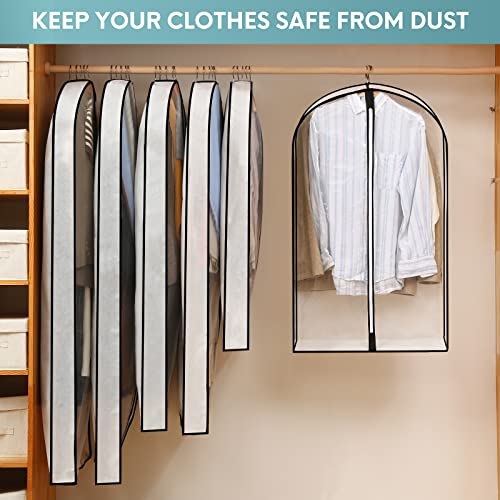 40" Clear Garment Bags for Hanging Clothes, 4" Gusseted Suit Bags for Closet Storage, Hanging Clothes Storage Suit Cover Bags with Zipper for Coats, Jackets, Shirts, 4 Packs