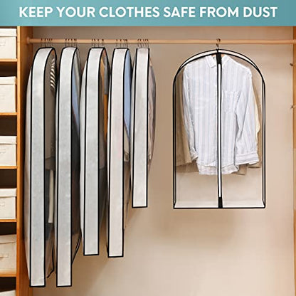 40" Clear Garment Bags for Hanging Clothes, 4" Gusseted Suit Bags for Closet Storage, Hanging Clothes Storage Suit Cover Bags with Zipper for Coats, Jackets, Shirts, 4 Packs