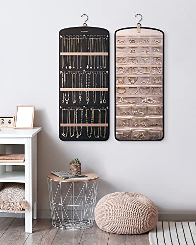 BAGSMART Hanging Jewelry Organizer, Necklace Holder 1 Piece, Large, Black | Anti-tangle Hanging Jewelry Organizer with Storage Bag