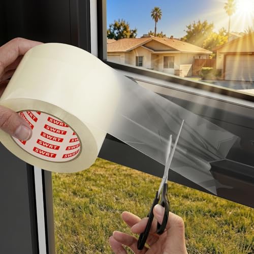 SWRT 3" x30YD 8Mil Window Sealing Tape No Residue | 8 mil thick, heavy duty, transparent. Window seal kit for summer heat. Window insulation in summer. Sealling window AC units.