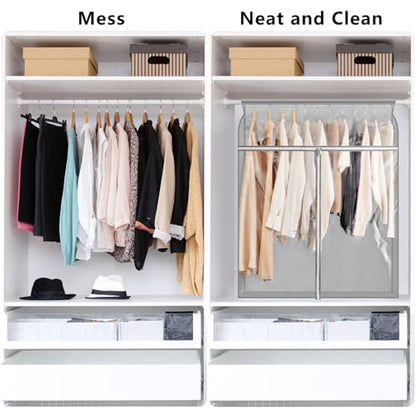 Garment Bags for Hanging Clothes Storage Closet Garment Rack Cover Dust Proof Coat Protector for Suits Jackets with Large Clear Window (Grey)