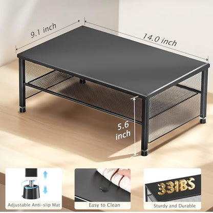 2-Tier Computer Monitor Stand Riser, Desk Organizer for Monitor, Printer & Laptop Stand, Desktop Workspace Organizers for Office Supplies(Black)