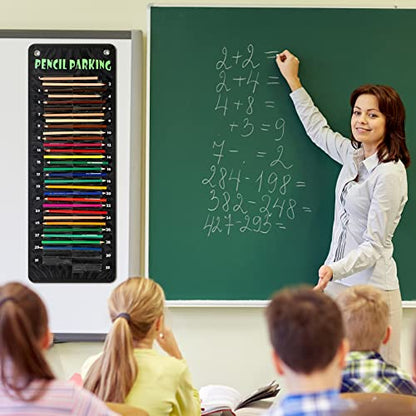 Pencil Parking Pocket for Classroom,Hanging Pencil Holder Wall Organization Numbered pencils Dispenser with Magnetic Strip Grommets for Back to School Student Essentials(Basic)