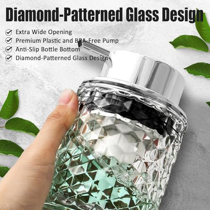 Malachi Foaming Hand Soap Dispenser, Refillable Clear Glass Foam Pump Bottle for Hand Soap, Dish Soap, Body Wash, Shampoo, Facial Cleanser & Baby Wash, Multi‑use for Bathroom, Kitchen & Commercial Use
