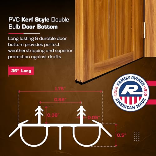 36" Kerf Slide-in Double Bulb Seal Weatherstrip Door Bottom – Durable Seal for Energy Efficiency & Draft Protection (Black)