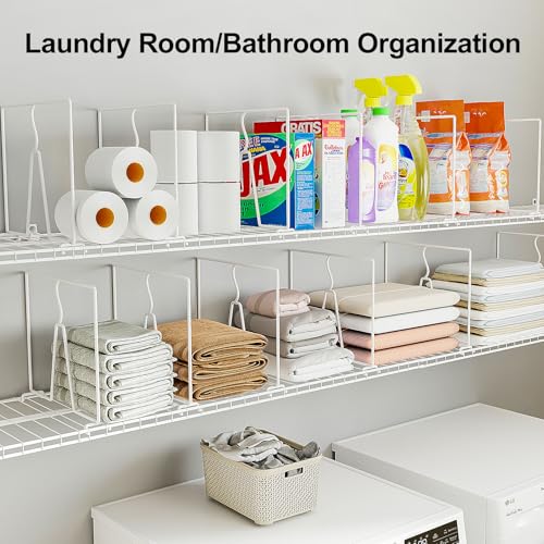 Wire Shelf Dividers for Closet: Tall 10.6in x Deep 12in, 8 Pack | Wire Rack Accessories - Adjustable Purse Organizer for Clothes Handbags - Metal Pantry Separators