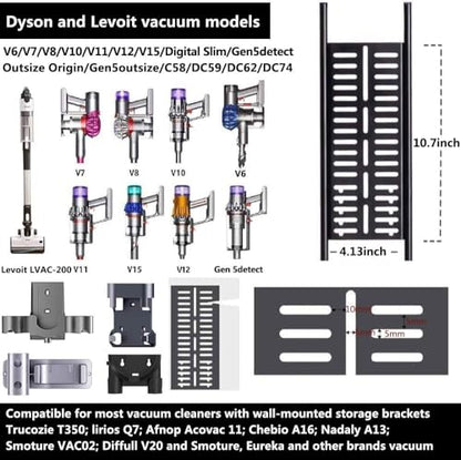 Vacuum Storage Bracket Stand for Dyson V15 V12 V11 V10 V8 V7 V6 DC Series, Metal Vacuum Stand Compatible with Most Wall Mounted Vacuum Holder for Levoit LVAC-200 LVAC-300 Storage Accessories