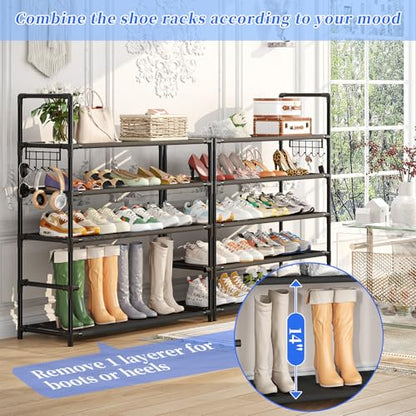 Simple Trending Tall Shoe Rack Storage Holds 40 Pairs, 10 Tier Shoe Organizer Shelf Large Capacity for Entryway Closet, Black | Storage Holds 40 Pairs, Large Capacity, For Entryway Closet