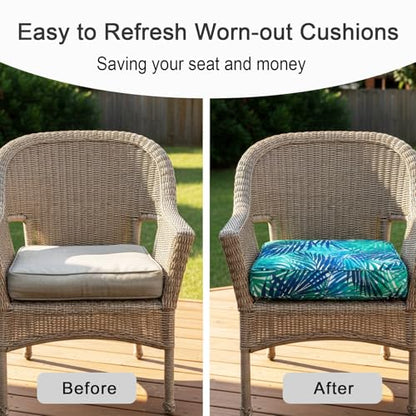 NettyPro Outdoor Cushion Slipcovers Waterproof 4 Pack Patio Chair Seat Cushion Covers with Zipper and Tie, 20 x 20 x 2 Inch, Replacement Cover Only