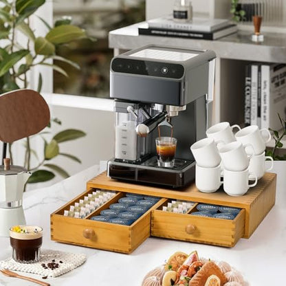 NANXITU K Cup Storage Organizer, Wood Coffee Pod and Tea Bag Holder | Kcup Drawer Coffee Maker Stand, Home Kitchen Counter Holds Up to 30 Pods Capacity