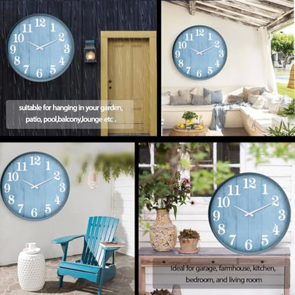 TOOCAT Large Outdoor Indoor Clock, 18-inch Waterproof Wall Clock, Battery Operated for Swimming Pools, Gardens, Warehouses, Courtyards, Living Rooms, Workshops and Offices
