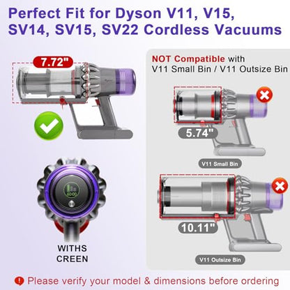 Upgrade V11 V15 Vacuum Dust Bin Canister Replacement Parts for Dyson | Fits V15 V11 SV14 SV15 SV22 Cordless Vacuum Cleaner, For Dyson Vacuum Attachments & Accessories No. 970050-01 & 965443-01
