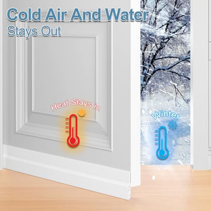 Door Draft Stopper, Door Sweep for Bottom of Door, Under Door Gap Filler for Exterior & Interior Doors, Weather Stripping Door Seal Blocker Noise Cold Air Insulation (78Inch, White)