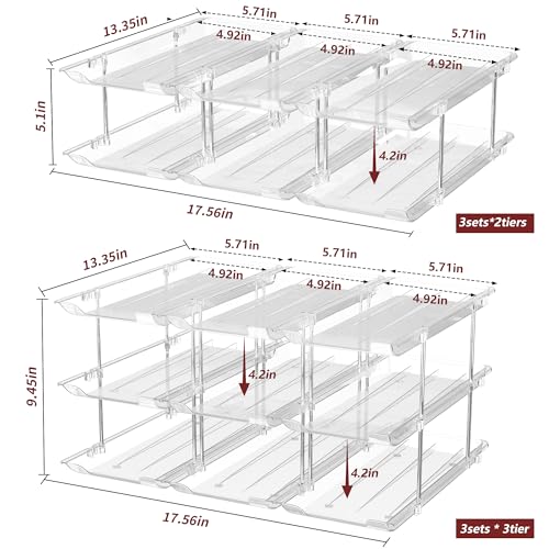 Can Organizer for Pantry, 3 Tier Rolling Can Storage Organizer Pantry | Automatic Rolling, Holds 36 Cans, Modular Combination, Clear, Fits Cabinets, Pantry & Fridge, Easy Access, Space Saving