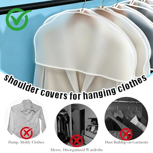 24pcs, Shoulder Covers For Hanging Clothes, Clothes Cover For Hanging, Suit Covers For Closet, Clothes Protectors For Hanging Clothes, Suit Covers, 24" W X 12" H X 2" D With 2" Gusset, Reusable