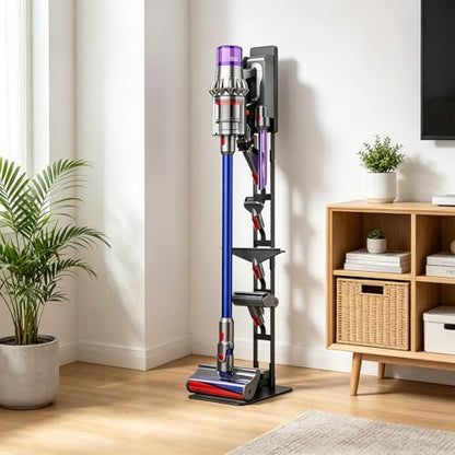 Vacuum Stand, Carbon Steel Holder with Hidden Wire Design, Compatible with Dyson Gen5 V16 V15 V11 V10 V8 V7 V6 DC Series, Fits BLACK+DECKER, Eureka, Bissell & Other Brand Vacuums