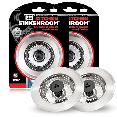 SinkShroom Revolutionary Clog-Free Sink Strainer Basket, 2-Pack, Stainless Steel