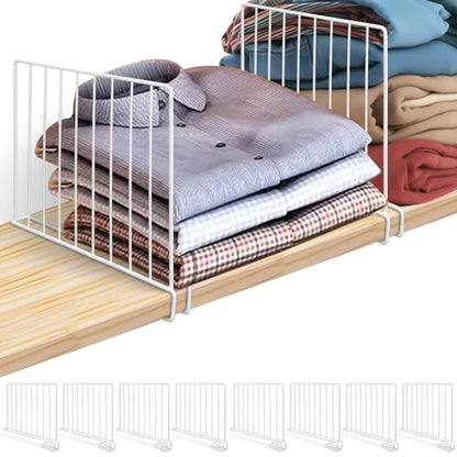 Shelf Dividers for Closet Organization, 8 Pack Metal Closet Shelf Dividers, Closet Shelf Organizer for Wood Closet Separator