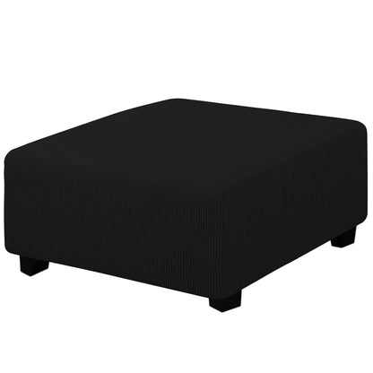 Easy-Going Stretch Square Ottoman Cover 40x40x15 inch Black | Folding Storage Footstool cover Furniture Protector Soft Rectangle slipcover with Elastic Bottom