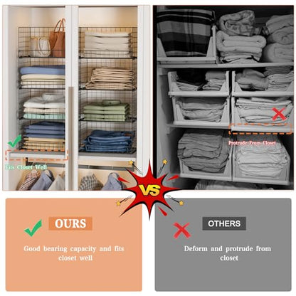 4-Tier Stackable Closet Organizers and Storage Shelves, Foldable Closet Shelf Organizer, Black(Patent Protection)(Patent No. 30022416)