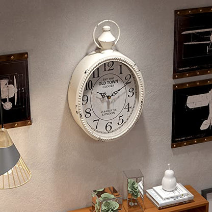 Menterry Small Retro Oval Wall Clock Antique Old Design,White Vintage Style | Battery Operated Silent Decor Wall Clocks for Kitchen,Bedroom,Farmhouse,Bathroom (11.2" H x 6.7" W)